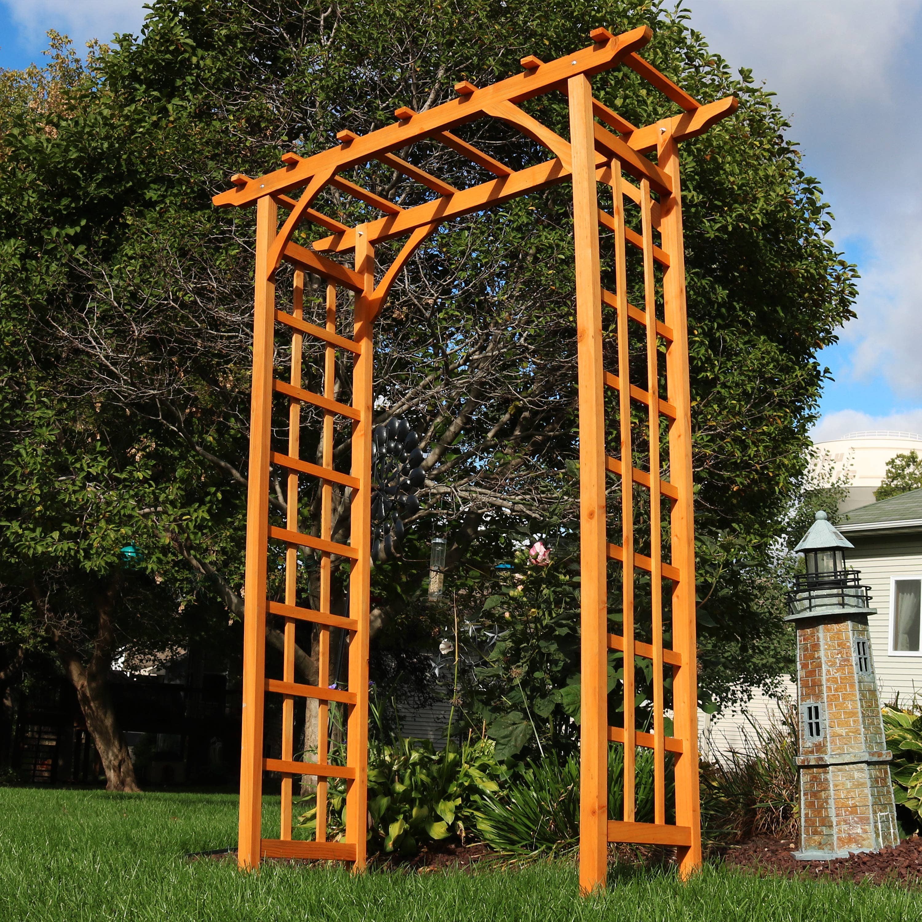 Sunnydaze Decor - Wholesale Outdoor Ornament/Decor - Wooden Fir Arbor Weatherproof Arched Garden Walkway - 78 in4