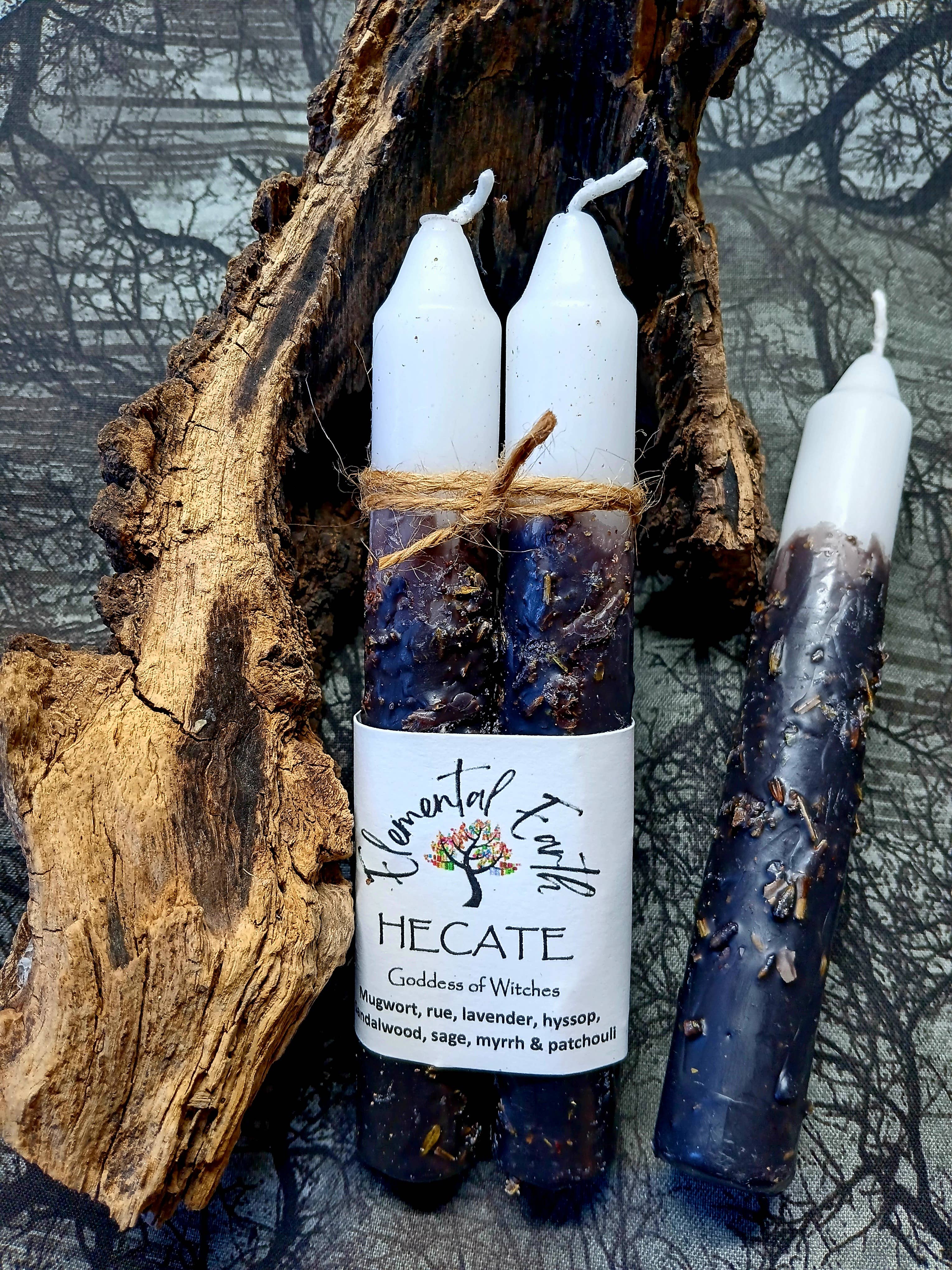Elemental Earth Shop - Wholesale Tapered Candle/Candlestick - Hecate Herbal Intention Candles2