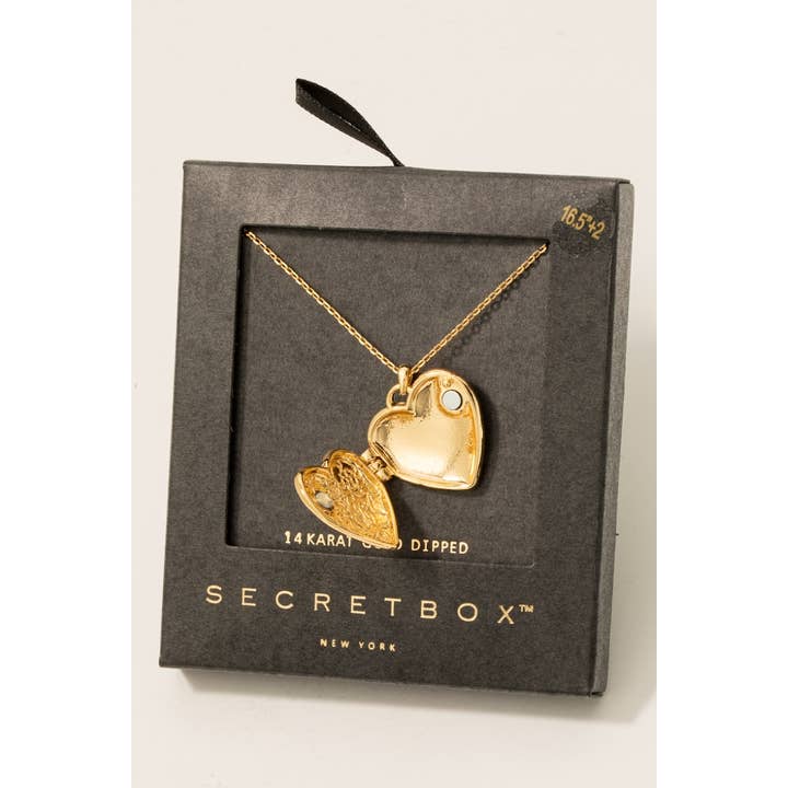 GD Gold Dipped Intricate Heart Locket Pendant Necklace for wholesale on Faire