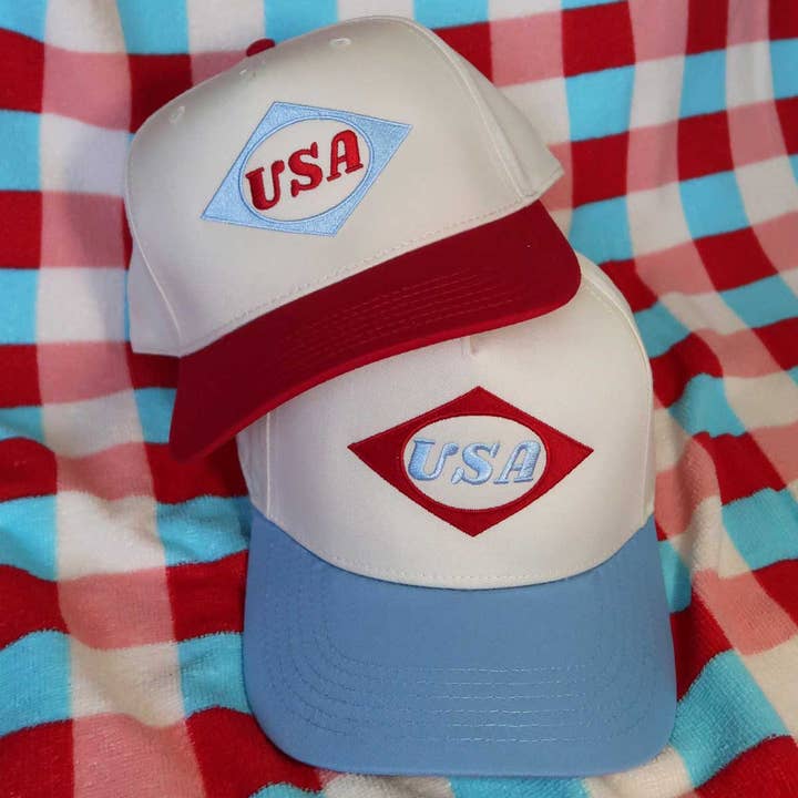 Sundrop - Wholesale Hat Accessory - Women's - USA Diamond Patch Embroidered Hat - July 4th Patriotic0