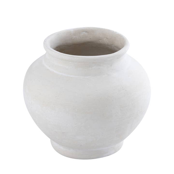 Paper Mache Pot Natural White Dia 9.45" for wholesale on Faire