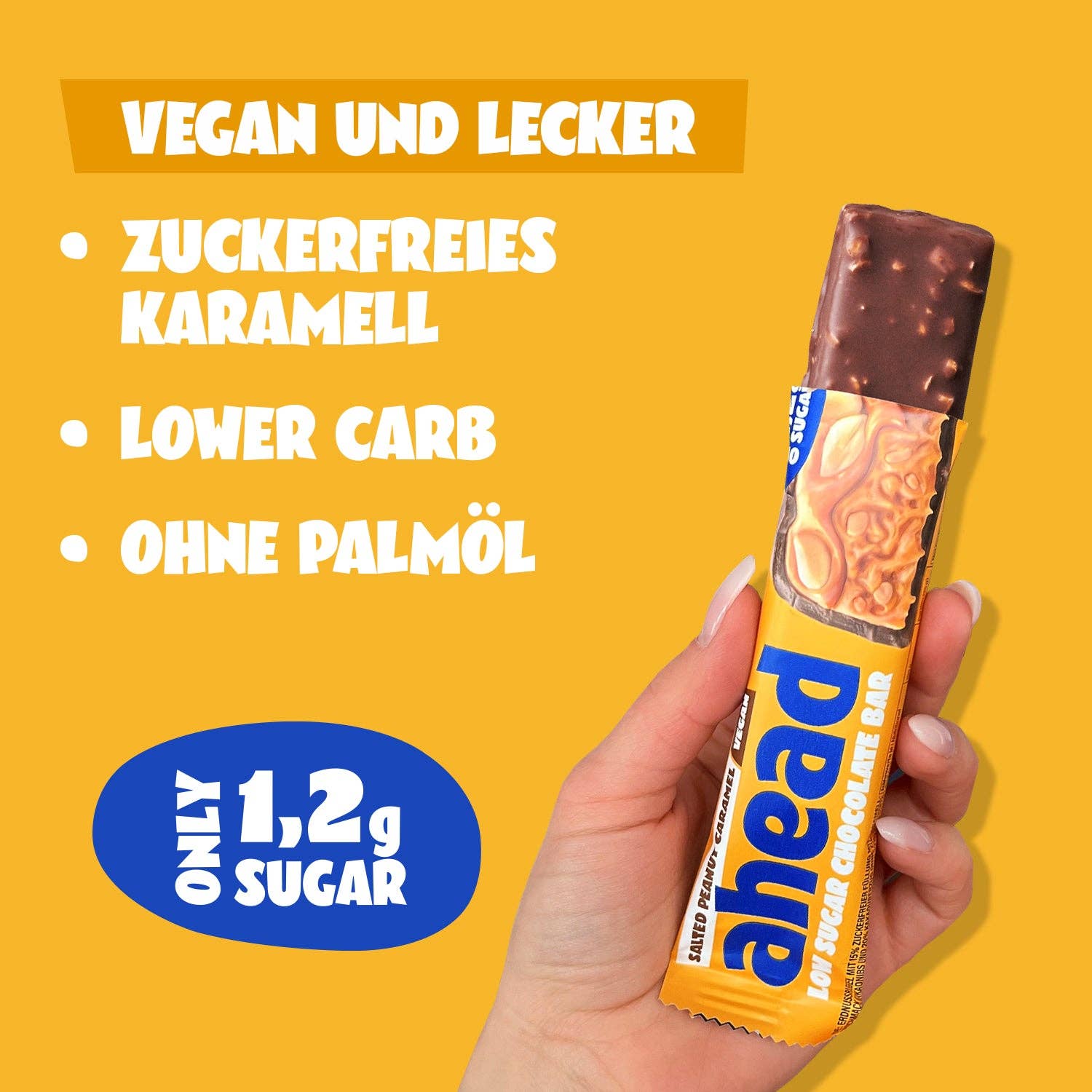 ahead - Vente Barres de céréales - Barres chocolatées faibles en sucre - Caramel arachide salé (Plateau 16x35g)2