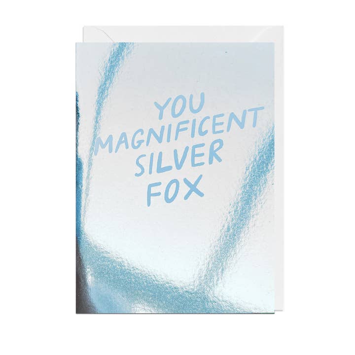 Jolly Awesome - Wholesale Everyday Greeting Card - MAGNIFICENT SILVER FOX, WHITE ENVELOPE Card