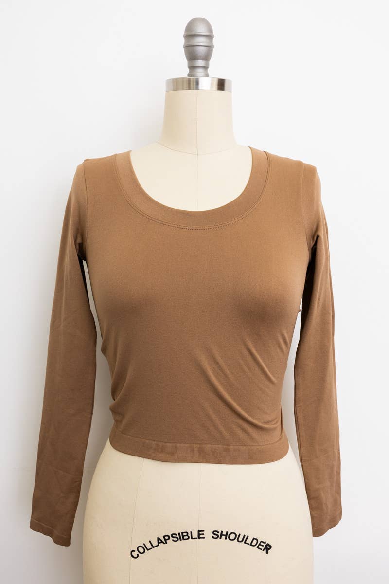 Leto Accessories - Wholesale Knit Top - Women's - Stylish Long Sleeve Crop Top in Sage, Copper, and Black9