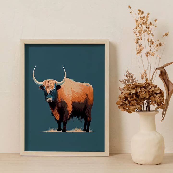 Impresión de póster de pared con forma de yak | Gráfico minimalista de animales | Anima para venta al por mayor de alterly