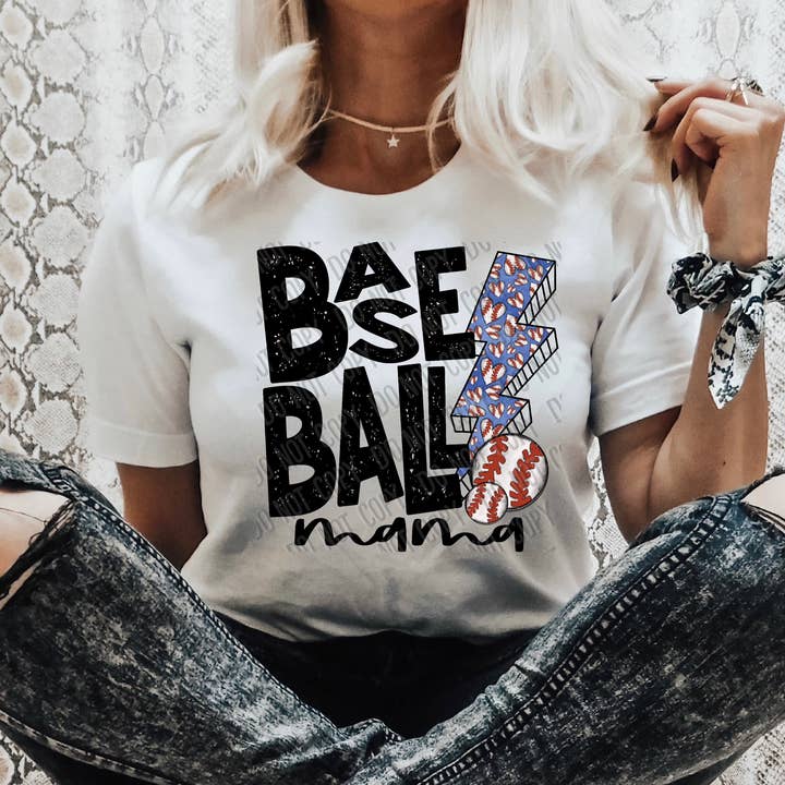 Baseball Mama Bolt DTF Transfer for wholesale by tee and shirts