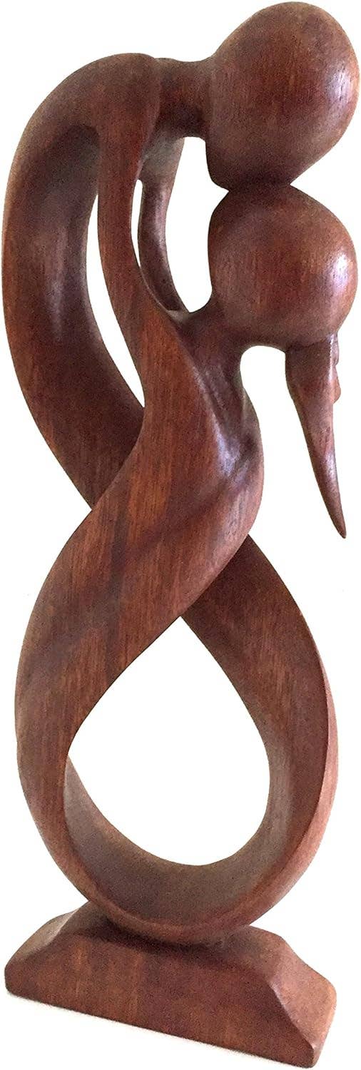 OMA - Eclectic Home - Wholesale Sculpture - Wood Embrace Hug Romance Statue Abstract Modern Decor - 9"1