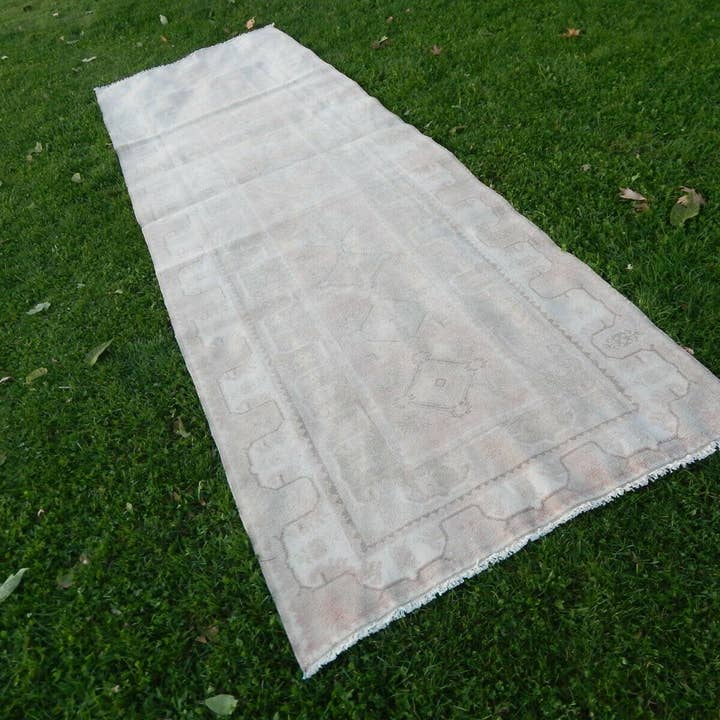 Vintage Pillows Store – wholesale Runner rug – Distressed Vintage Turkish Oushak Runner - Pastel Kurdish1