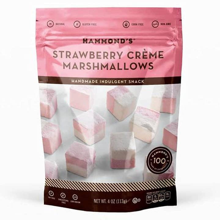 Handmade All-Natural Marshmallows - Strawberry Crème - 4 oz for wholesale by Hammond's Candies