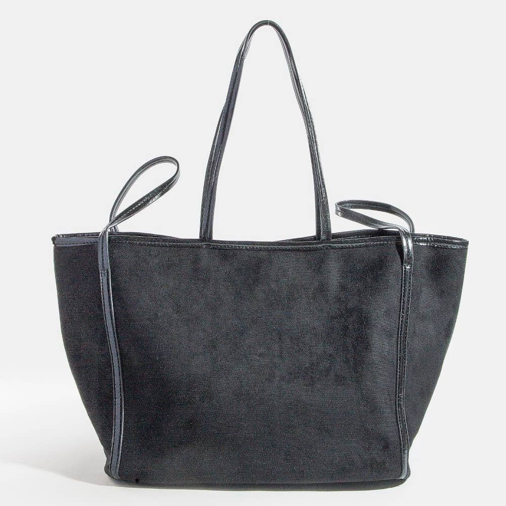 Collections by Fame Accessories - Wholesale Tote Bag - Women's - Suede Tote Leather Trim Shoulder Strap7