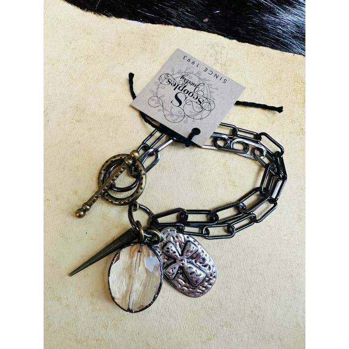 Scooples Jewelry – wholesale Link & chain necklace – Gorgeous Gunmetal Crystal5