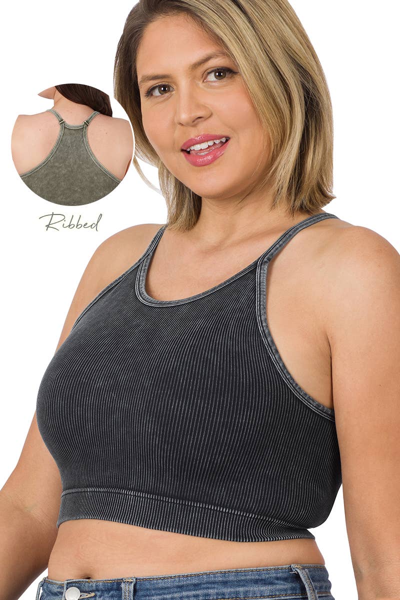 42POPS - Vente Débardeur – femme - Débardeur court sans coutures à lavage vintage grande taille18