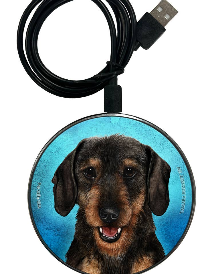 Dachshund Wirehair Black and Tan - Zoomies Phone Charger for wholesale by Pet Gifts USA, LLC