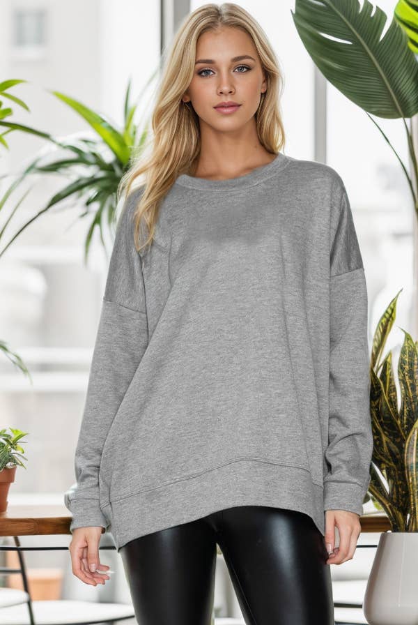 Burgundy Apparel - Vente Sweat-shirt – femme - SWEAT-SHIRT OVERSIZE EN POLAIRE UNIE (NOUVELLES COULEURS)1