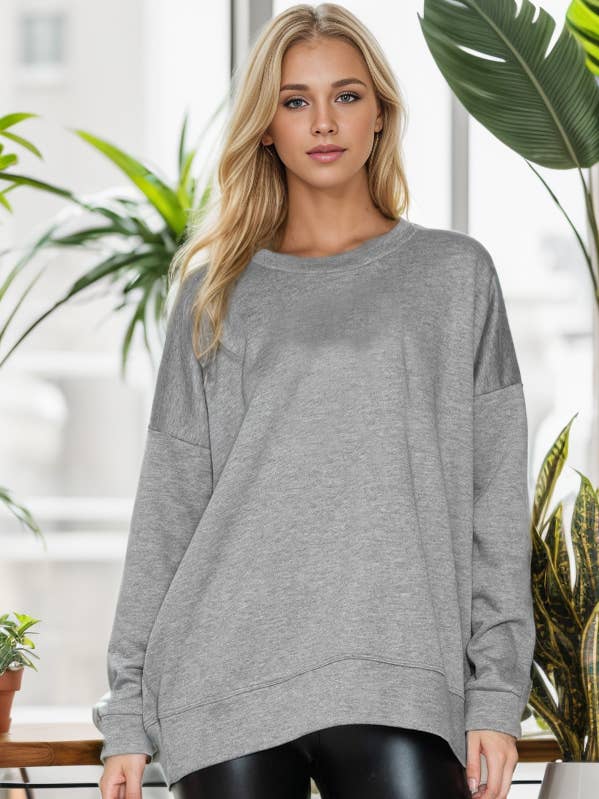 Burgundy Apparel - Wholesale Sweatshirt - Women's - SOLID FLEECE OVERSIZED SWEATSHIRT (NEW COLORS)1