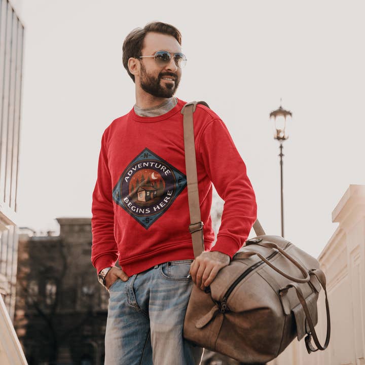 Adventures Begins Men's Sweatshirt for wholesale by Wombacart