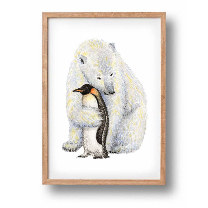 World of Mies – wholesale Poster – Kids & Baby – Poster polar bear and penguin - A4/A3 - nursery - handpainted1