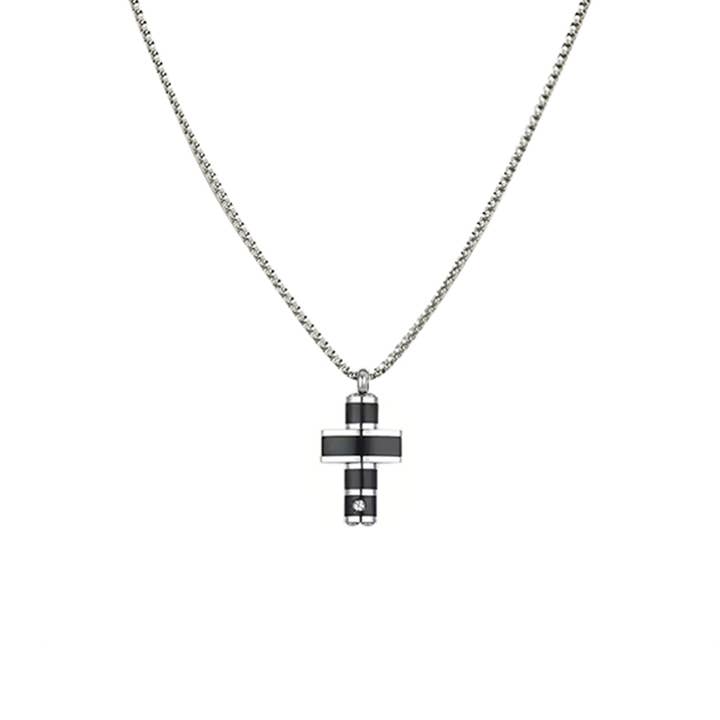 AMORINO SRL - Wholesale Pendant/Charm Necklace - MEN'S NECKLACE WITH CROSS PENDANT WITH WHITE ZIRCONIA