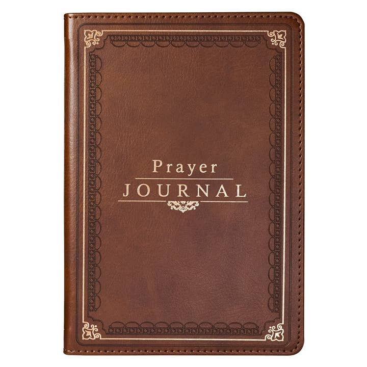 Prompted Faux Leather Prayer Journal Brown Matt. 6:9-13 for wholesale by Christian Art Gifts