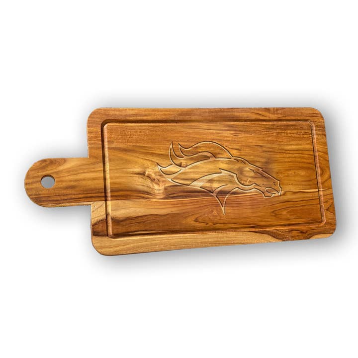 NFL Denver Broncos Solid Teak Rectangular Cheese Board for wholesale by Fan Creations
