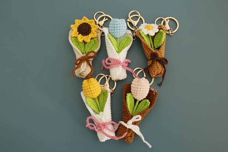 Tourtiwi - Wholesale Keychain - Women's - Handmade Crochet Tulip Daisy Sunflower Keychains9