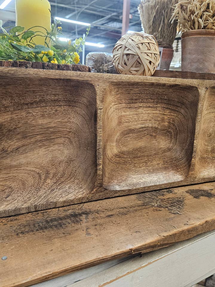 Dark Wood 3 Sectional Tray 24x8x1in for wholesale by Wholesale Home Decor