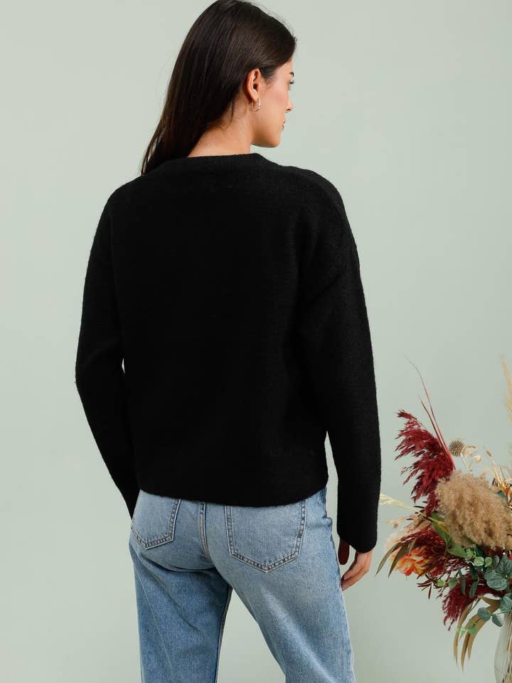 MOOYA - Wholesale Cardigan - Women's - Plain knit cardigan with rhinestone detail - SCF0155