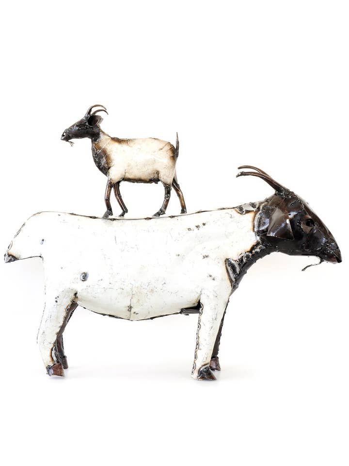 Recycled Metal African Farm Goats for wholesale by Swahili | AFRICAN MODERN