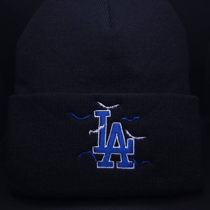 Gorro de Punto Acrílico para Adultos con Bordado de Murciélagos de Los Ángeles para venta al por mayor de El Wicked Wardrobe