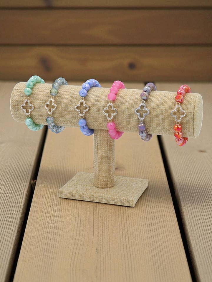 Fyrklöverarmband med strass av fasetterat glas för wholesale av Mint & Shine