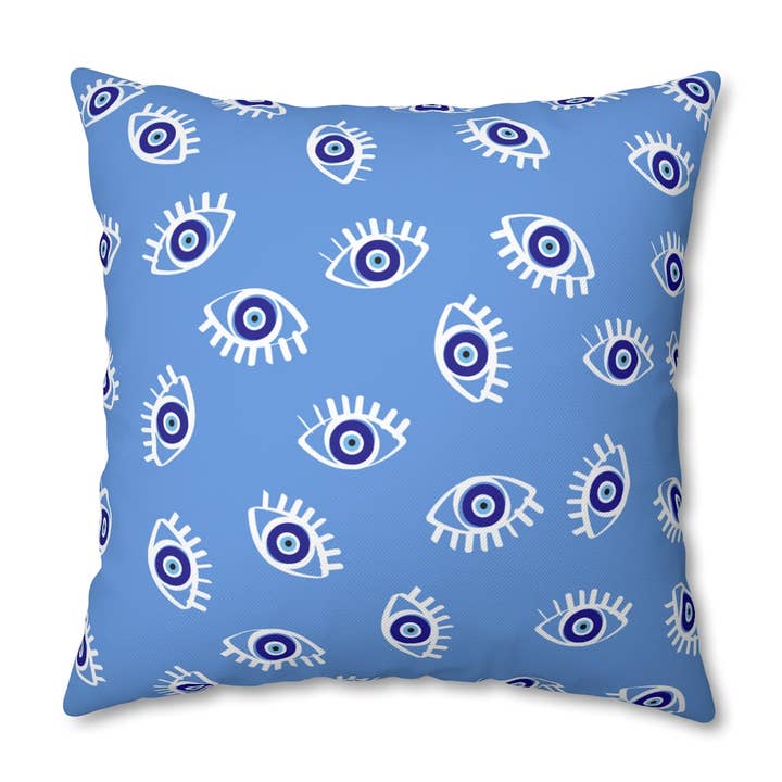 Blue Eyes Pillow Case - Throw Pillow Cover - Grandmillennial Style for wholesale by Peccole House