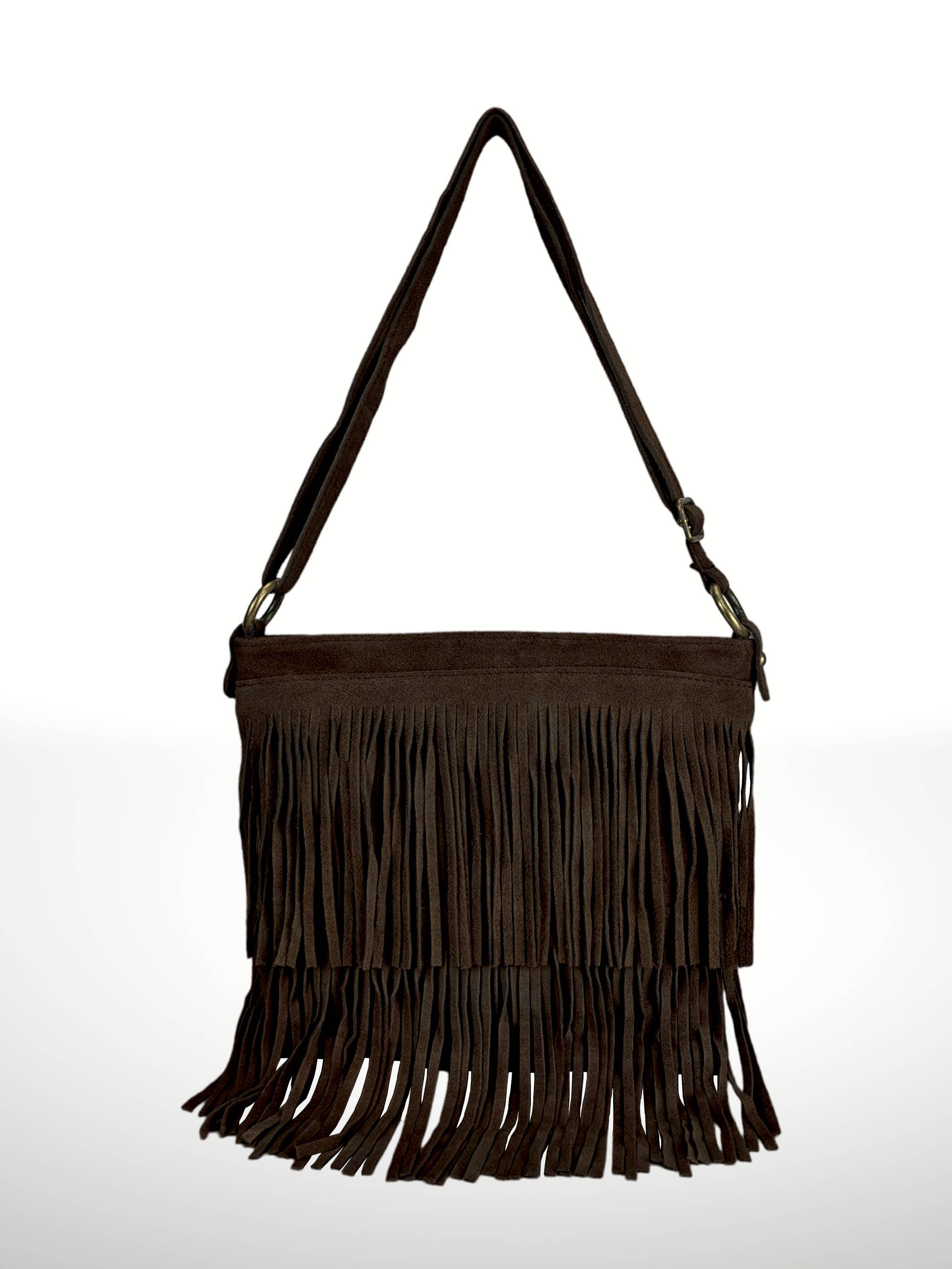 ITALIAN'S LEATHER - Wholesale Crossbodytas - Dames - Suède leren tas Cascade met franjes16