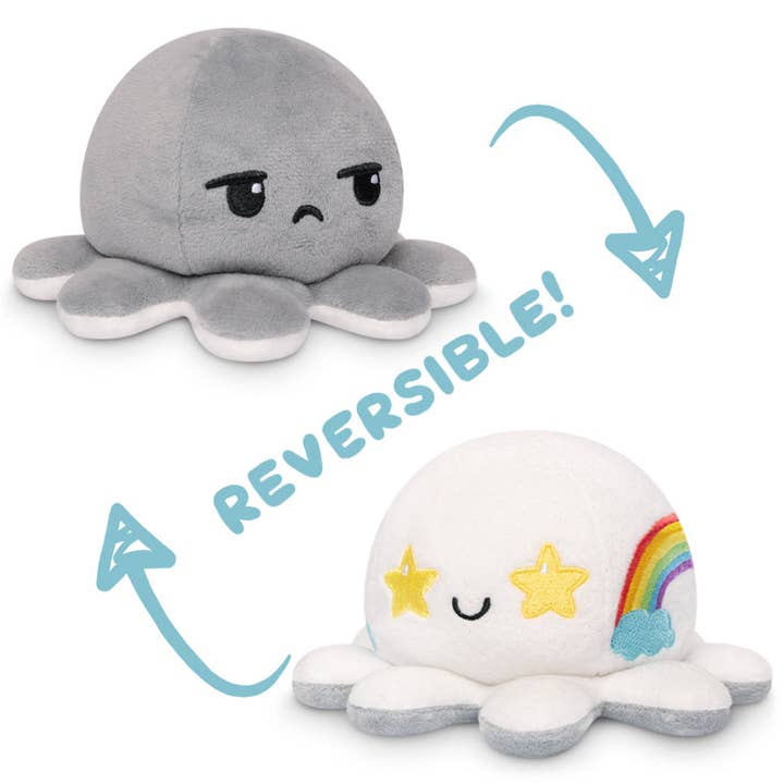 TeeTurtle Reversible Octopus Plushie (Gray + White Sparkle) for wholesale by TeeTurtle