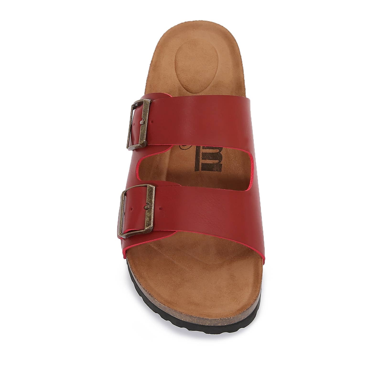 Donkerrood Zachte kurk sandalen met dubbele band en schuifzool voor groothandel op Faire2