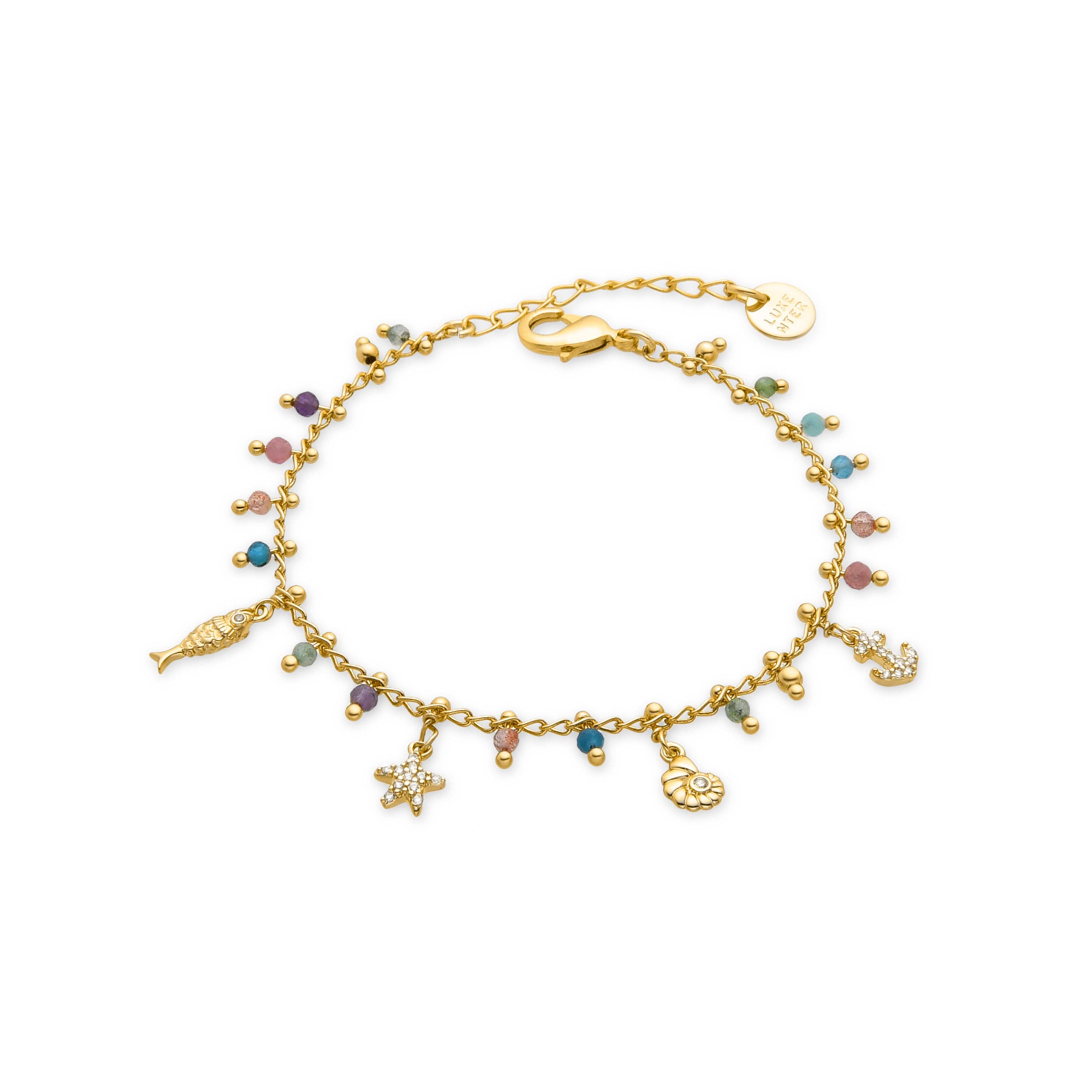 Luxenter - Vente Bracelets à breloques/pendentifs - Bracelet en argent sterling 925 et cristal multicolore fini en or jaune 18k - Kaiquia0