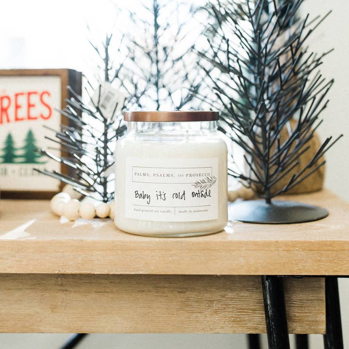 Baby It's Cold Outside Soy Candle for wholesale by Palms, Psalms, & Prosecco
