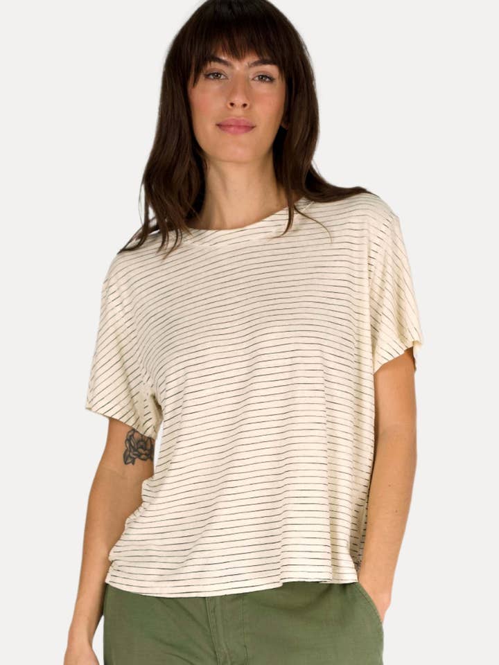 Hemp Mod Tee Stripe for wholesale by Ragabond Studio