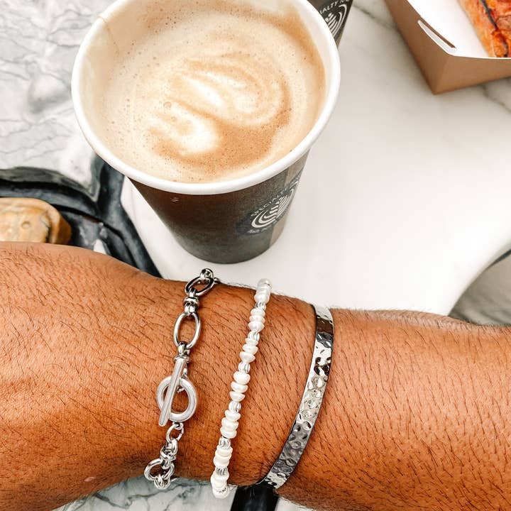 Christina Christi - Vente Bijou – homme - Bracelet en perles de perles pour hommes, Bracelets en argent, Bijoux pour hommes5