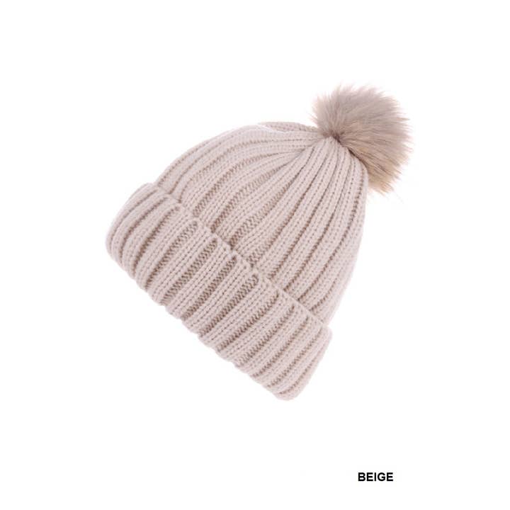Vanilla Monkey - Wholesale Beanie - Women's - Ribbed Knitted Pom Pom Beanie1