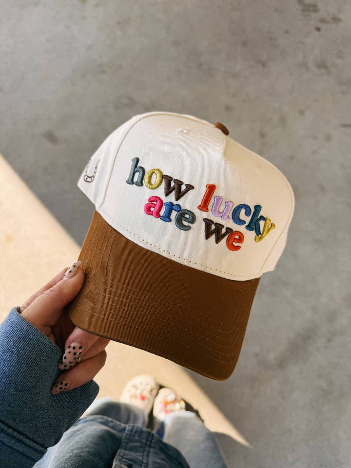 how lucky are we trucker hat - cream / brown / multicolor for wholesale by ETTA & EAST