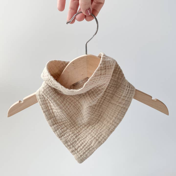 LIGHT TAN Lightweight Cotton Gauze Baby Bandana Bib for wholesale by Charley Charles