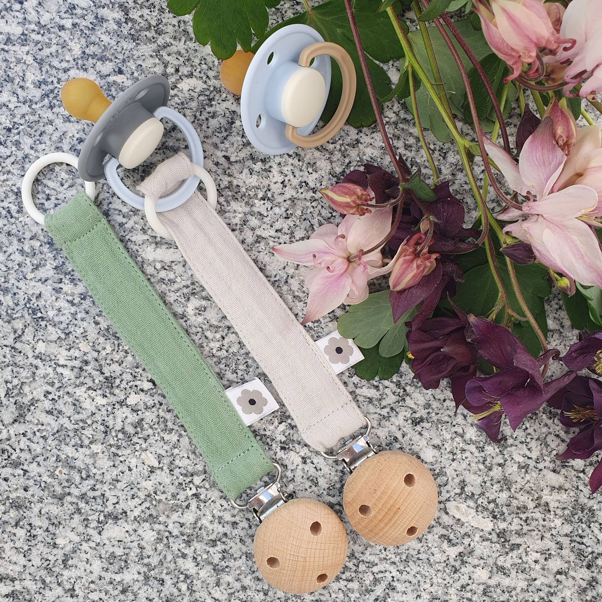 Summerville organic - Wholesale Pacifier Clip - Baby - Organic Pacifier Clip Muslin Basil8