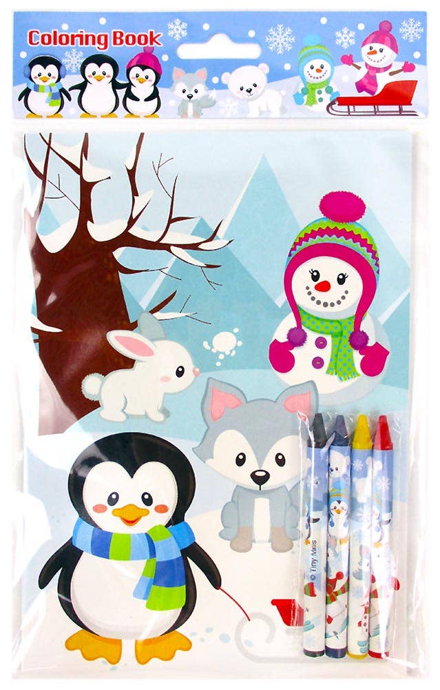 Tiny Mills - Wholesale Kleurboek - Kinderen en baby - Wintervakantie Kerst kleurboeken met kleurpotloden- 12 se6