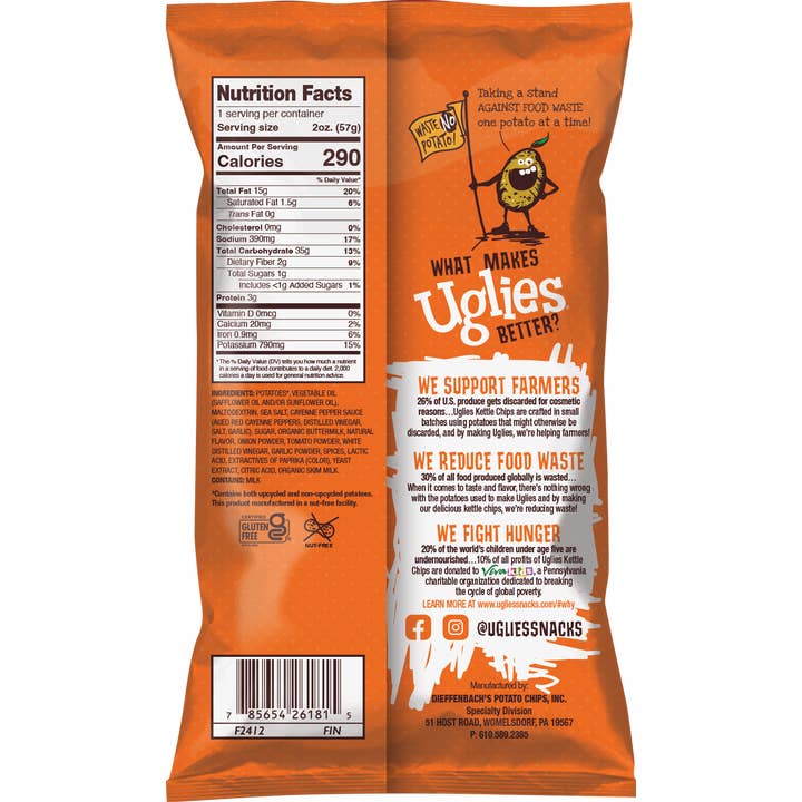 Uglies Kettle Chips - Wholesale Chips - Uglies 2 oz Buffalo Ranch Kettle Cooked Potato Chips