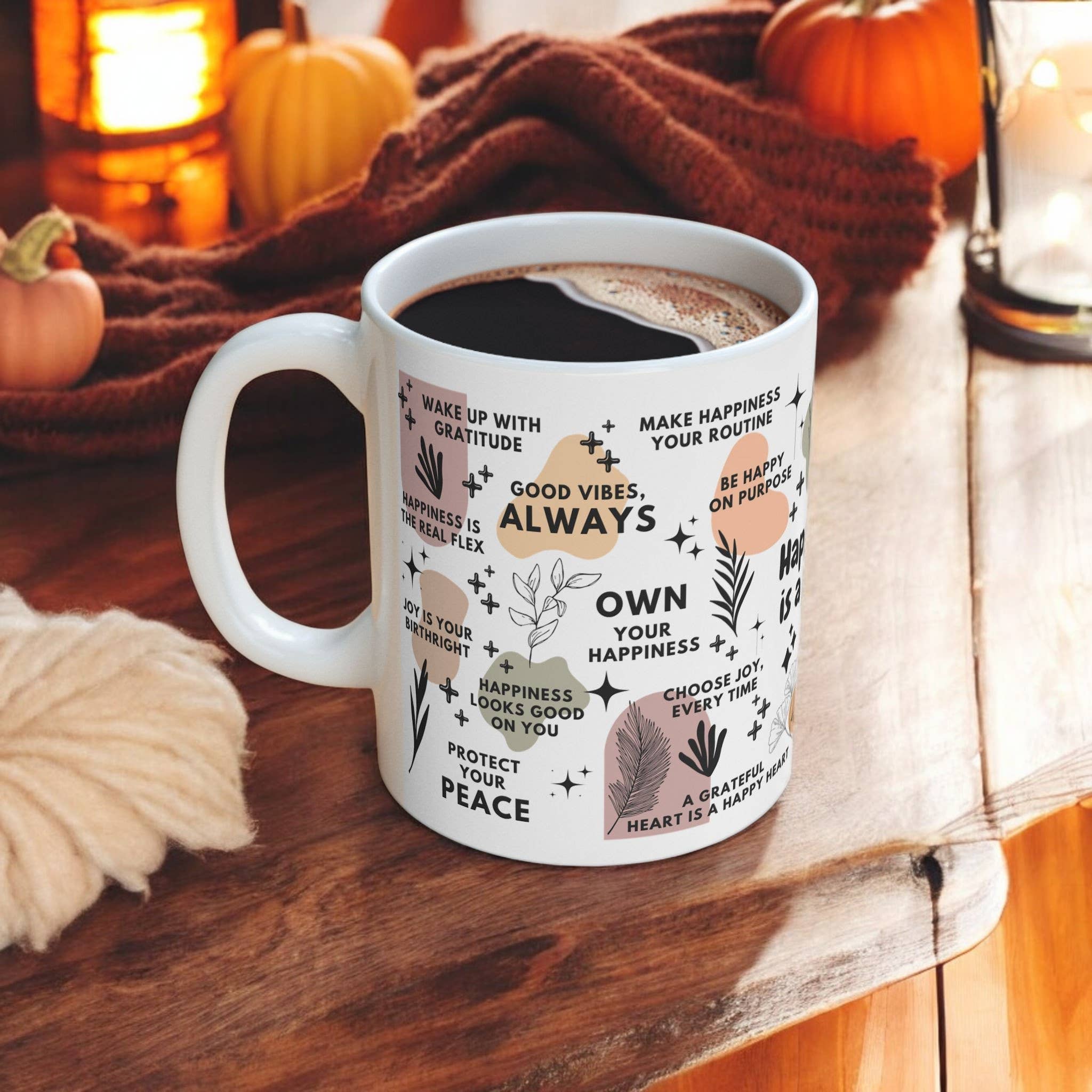 EMESLY - Wholesale Coffee Mug - Happiness Is a Habit Positive Energy Coffee Mug; 11oz/15oz2