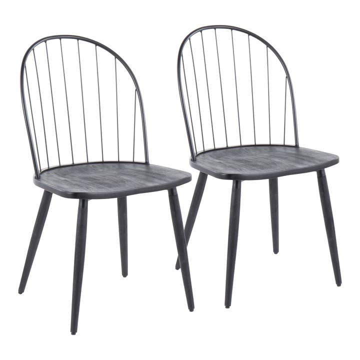 Black Metal Black Wood Riley High Back Chair - Set of 2 for wholesale on Faire