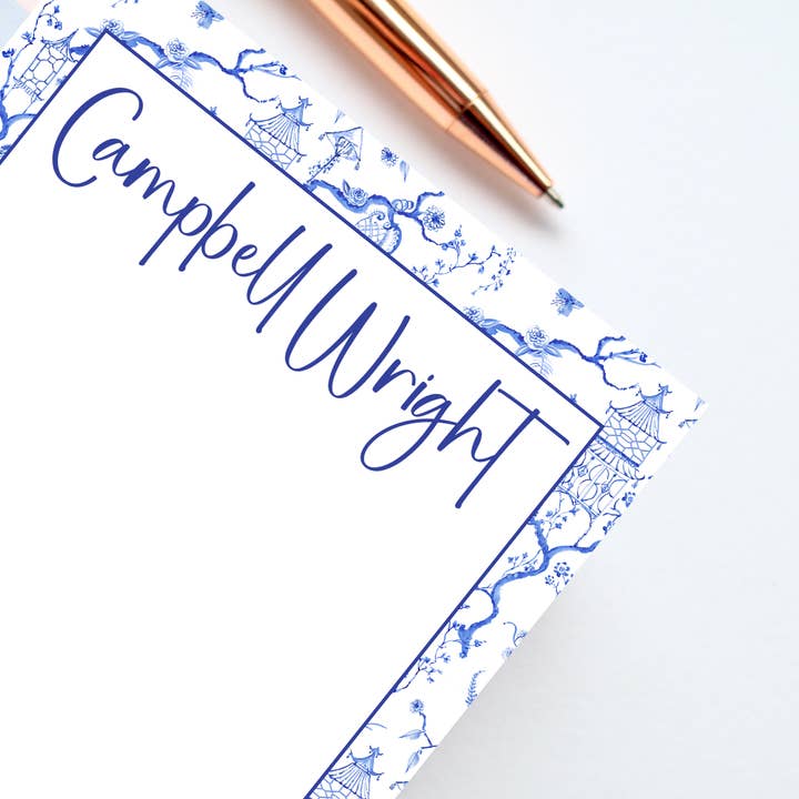 Design Carolinas - Wholesale Notepad - Blue & White Chinoiserie Pagoda Custom Notepad3