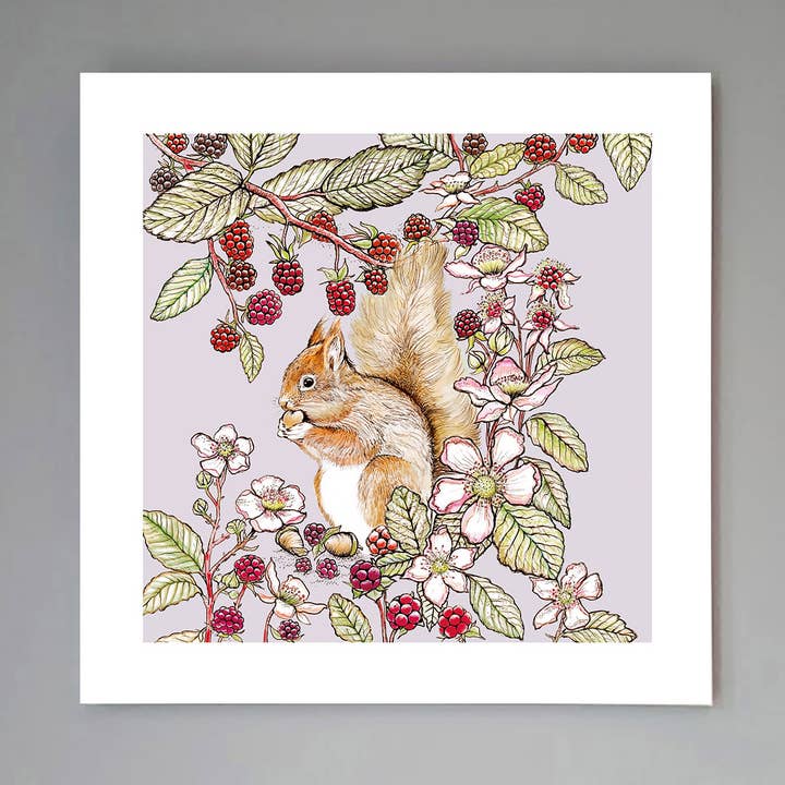 Stampa artistica «Scoiattolo e more» per la vendita all'ingrosso da parte di Fay's Studio