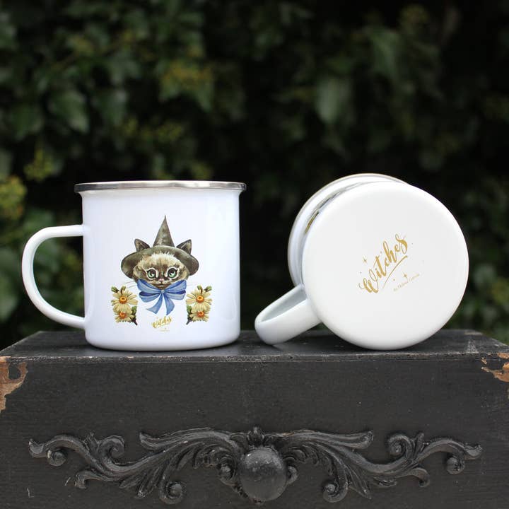 Emaljmugg med kattungehäxa för wholesale av Witches