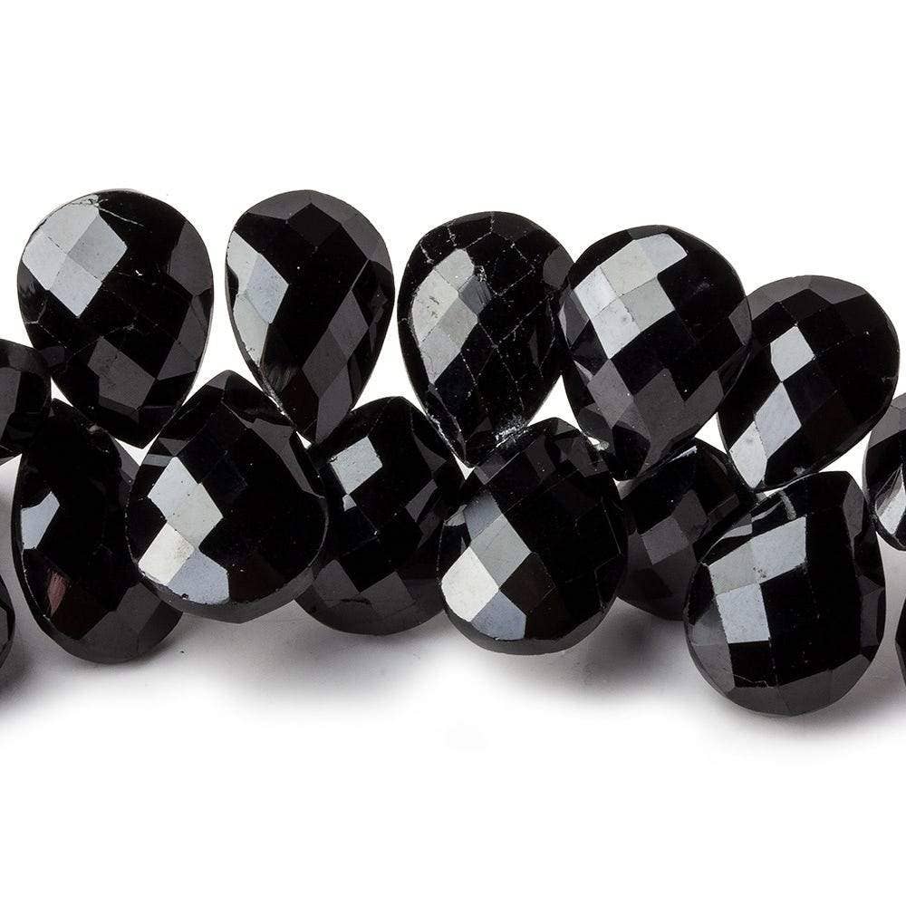 Beads of Cambay - Wholesale Beads - 13x10-15x11mm Black Spinel faceted pears 7 inch 41 beads0